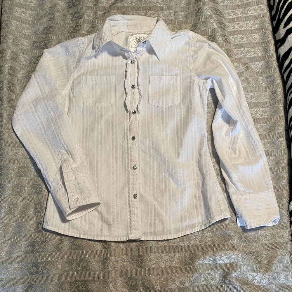 Girls Justice white and silver blouse